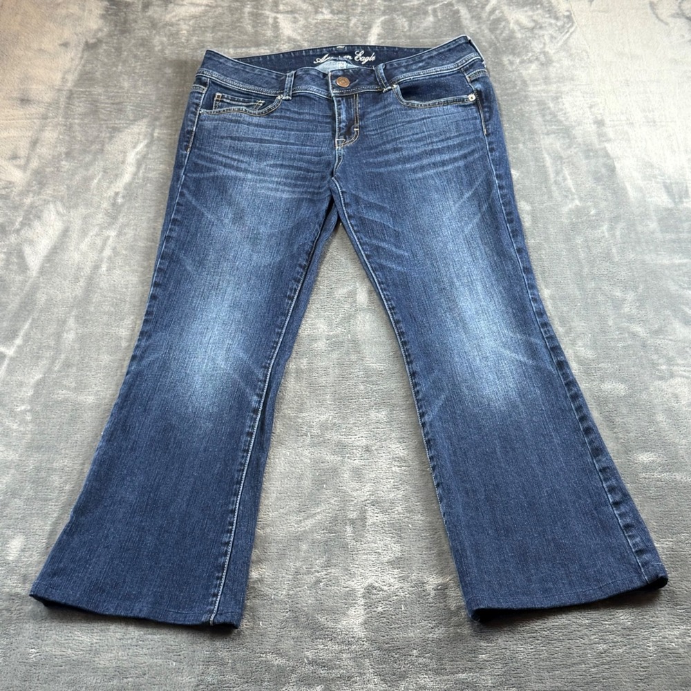 American Eagle Original Boot Jeans Womens 10 Regular Dark Wash Stretch Denim